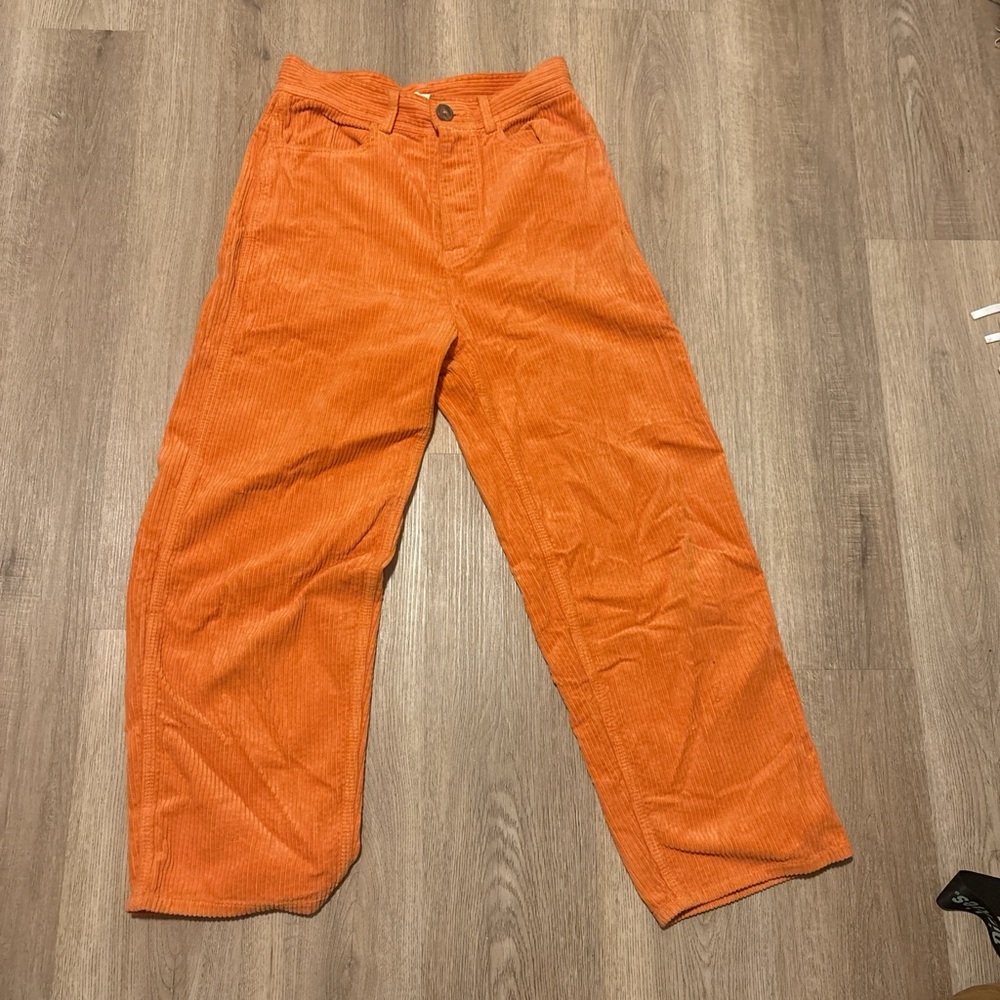 Vibrant Orange Corduroy Pants for Men